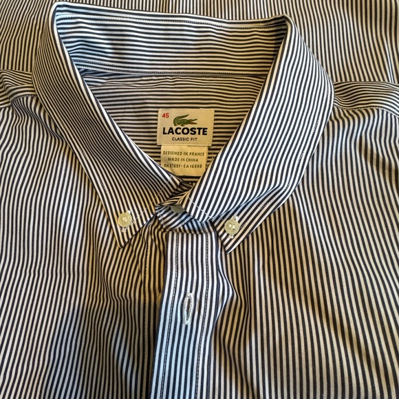 Lacoste Other - Lacoste Men's Navy and White Striped Button Down Shirt
